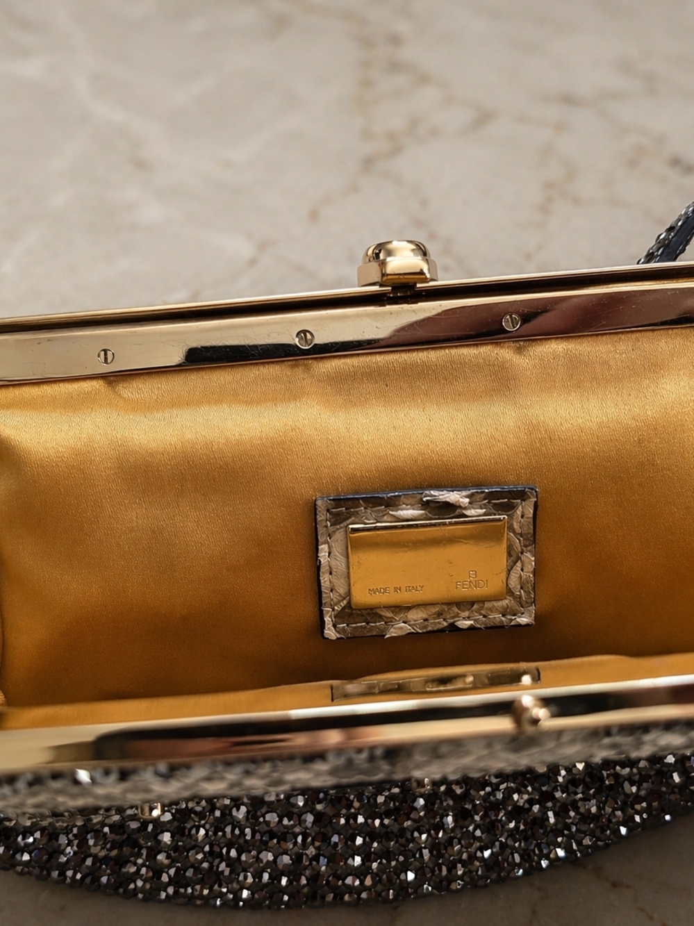 ULTRA RARE Vintage Fendi Crystal Mirror Bag Python - Picture 5 of 10